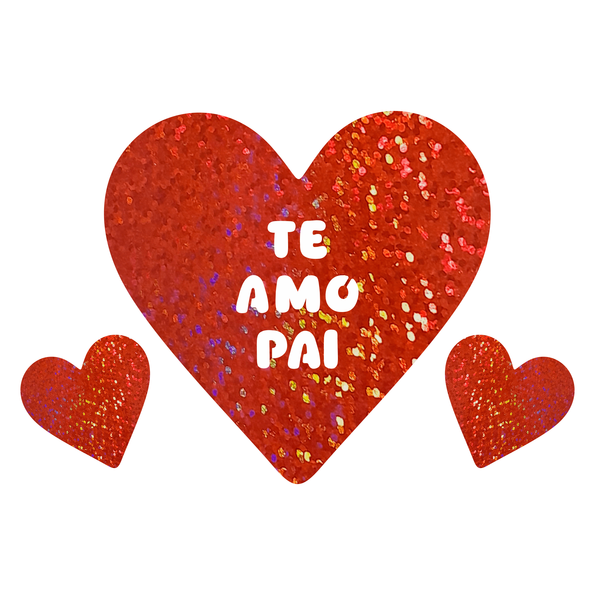 Decoração de Parede Metalizada Coração Vermelho - Dia dos Pais - Te Amo Pai - 1 un.