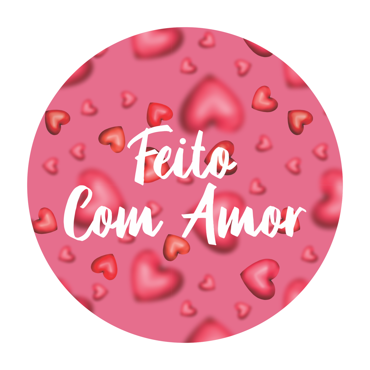 Adesivo Redondo Feito com Amor Corações