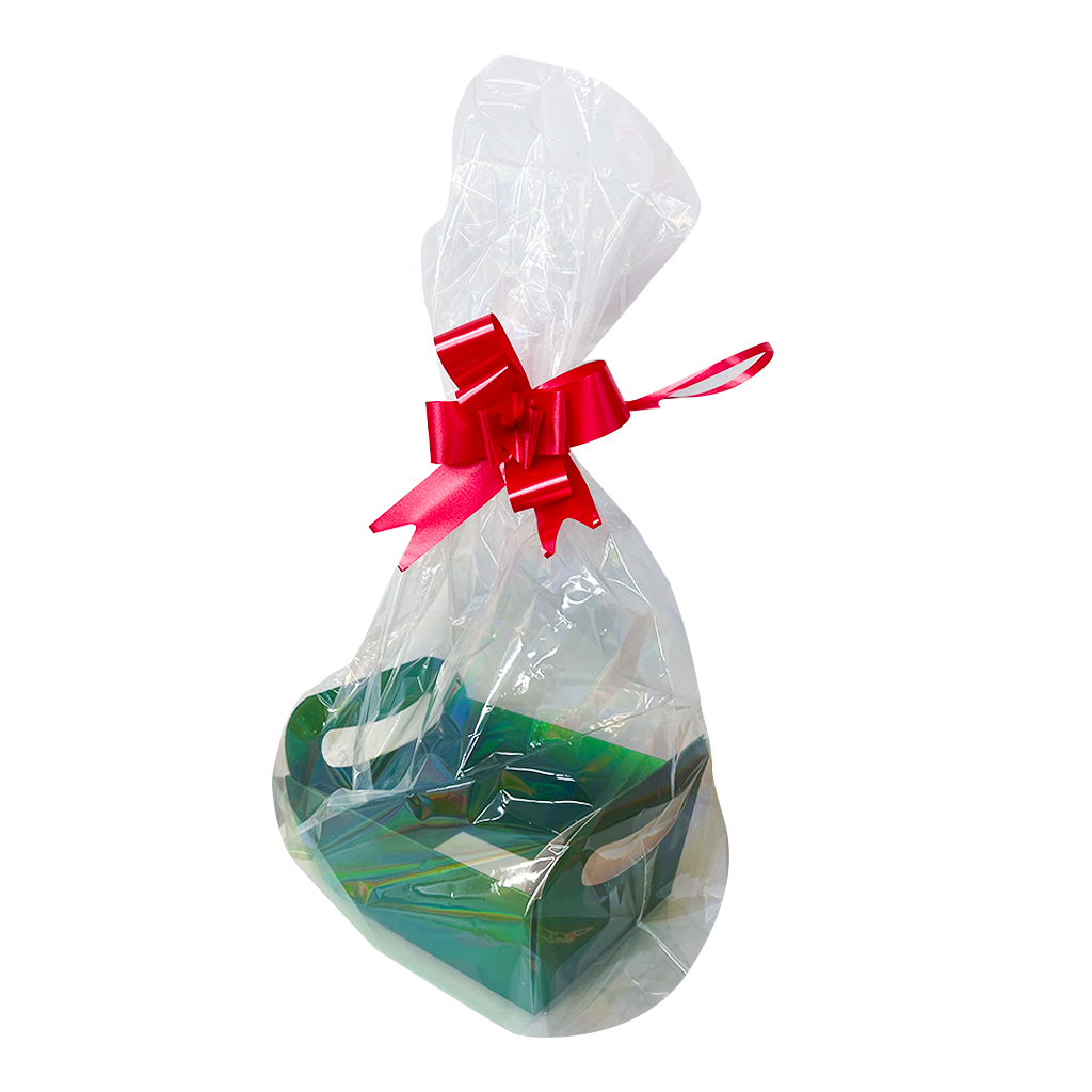 Kit para Presente - Cesta Metalizada, Saco e Laço - Verde Fosco - 1 Kit