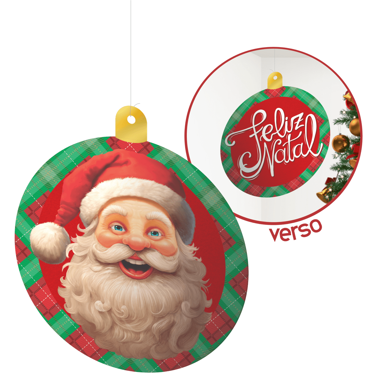 Comemoratio Aplique de Pendurar Frente e Verso Papai Noel Feliz Natal
