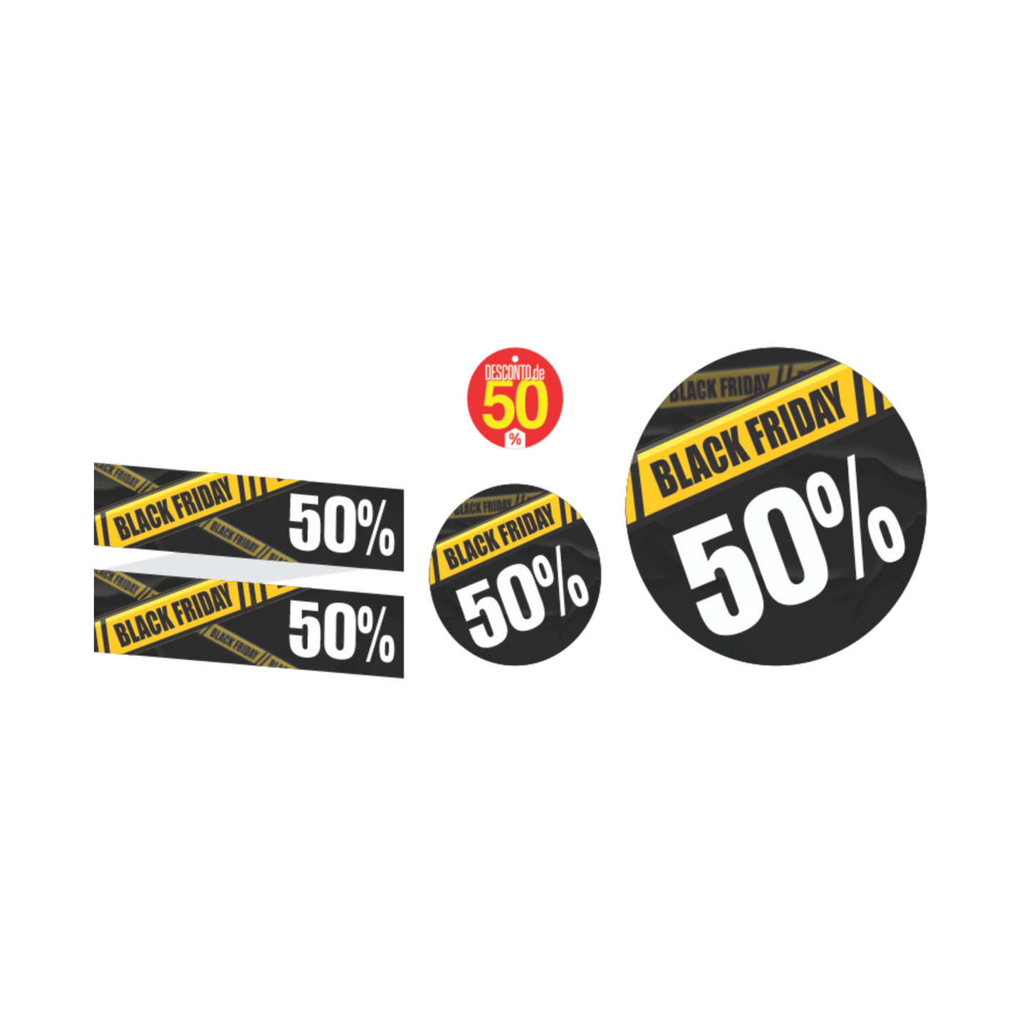Comemoratio Kit de Adesivos: Black Friday 50% Preto