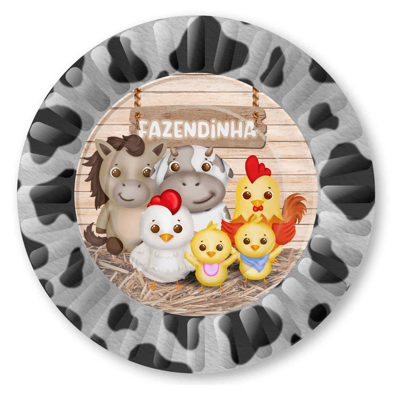 Comemoratio Prato Redondo 18 cm Fazendinha Vaquinha