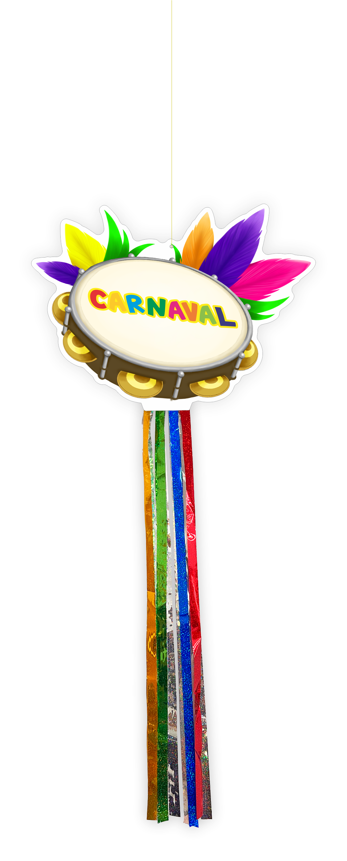 Decoração de Pendurar Pandeiro Carnaval - 1 un.