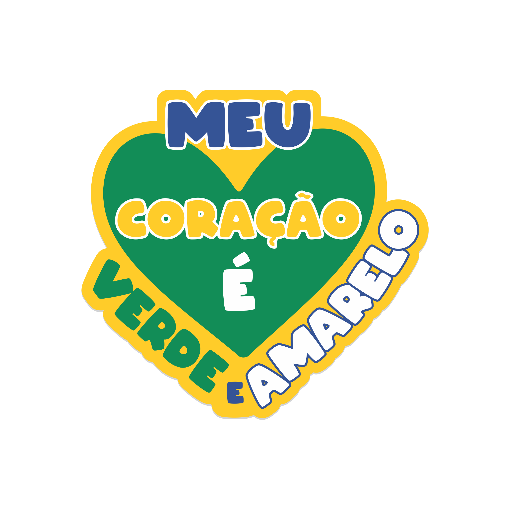 Adesivo de Coração Meu Coração É Verde e Amarelo