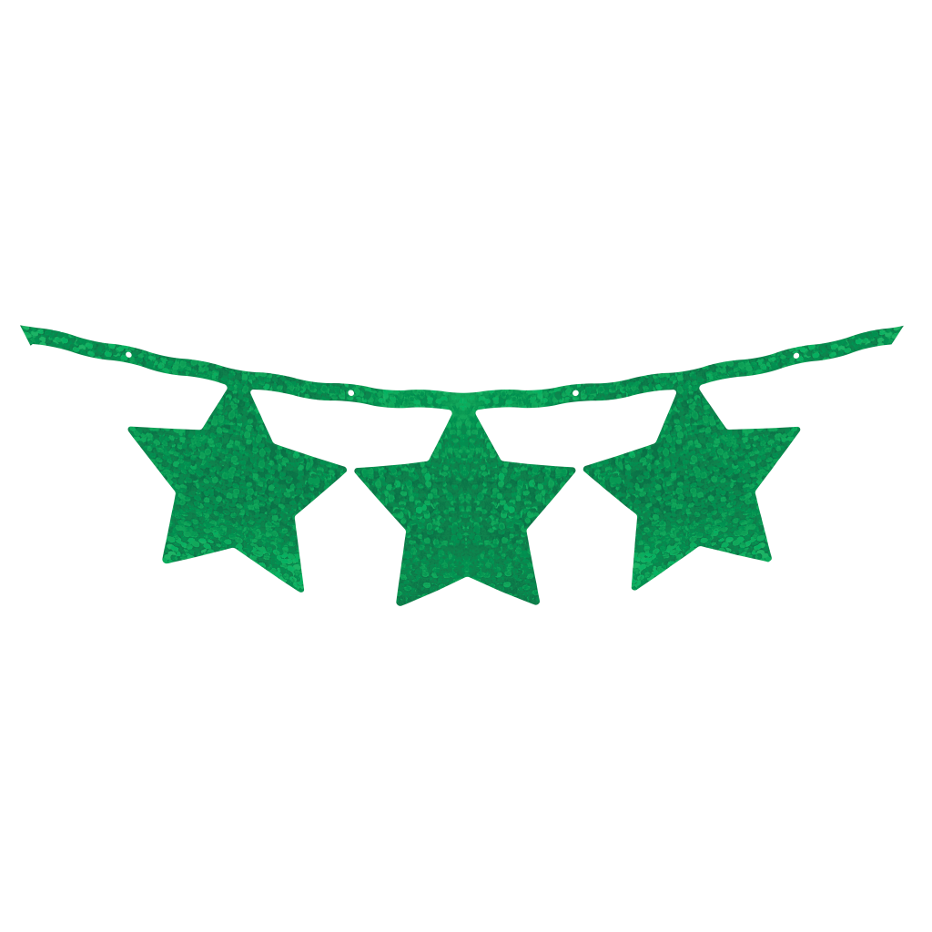 Varal de Estrela Metalizado Glitter Verde - 4 metros