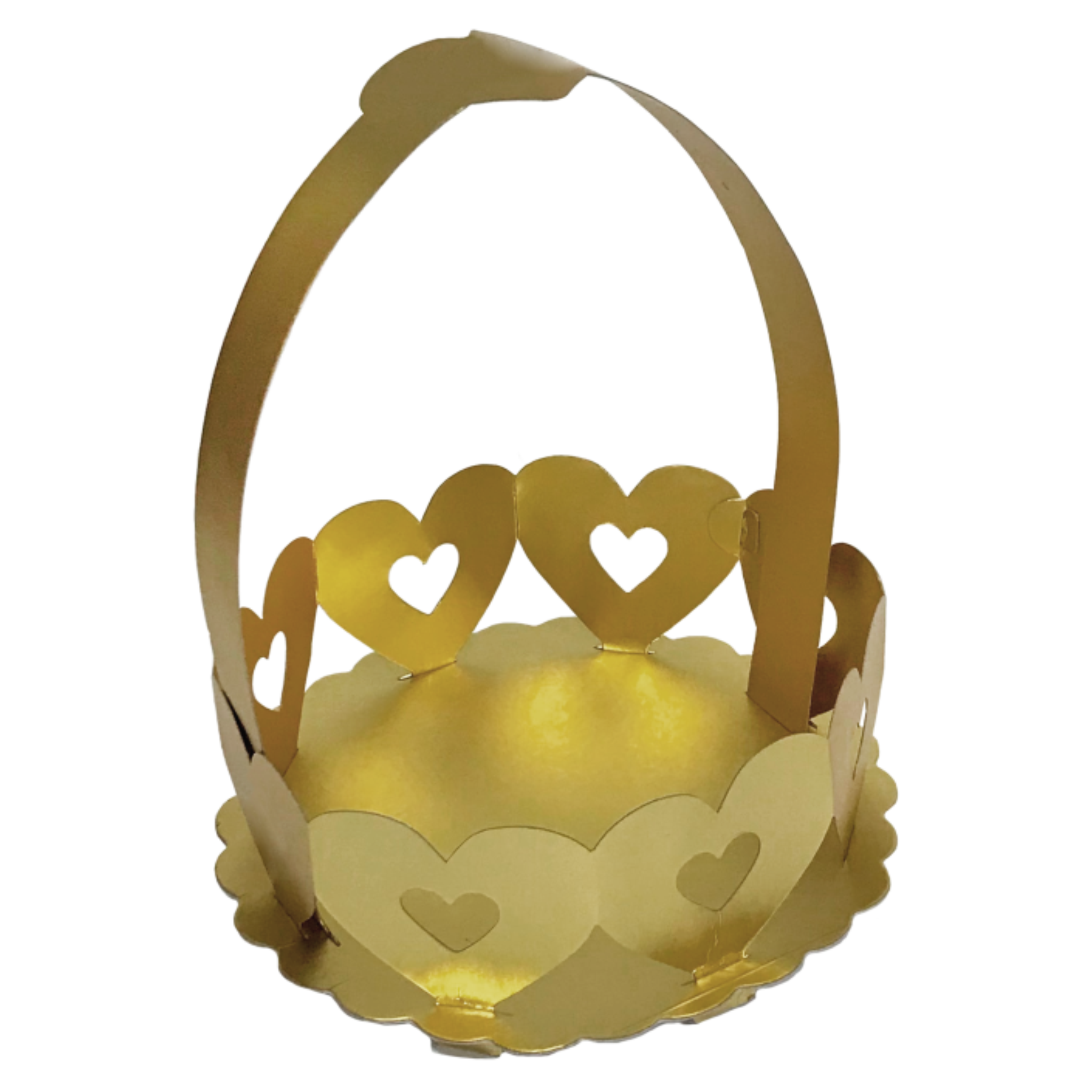Cesta de Corações Ouro Fosco Metalizado