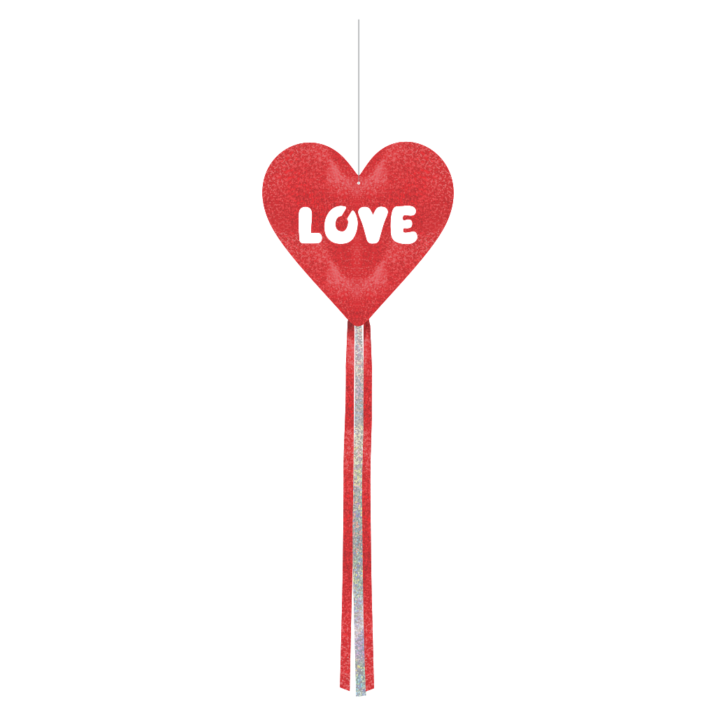 Decoração de Pendurar Metalizada Vermelho Glitter - Coração Love