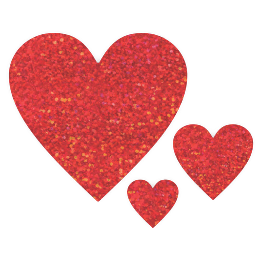 Kit de Apliques Metalizados Corações Vermelhos