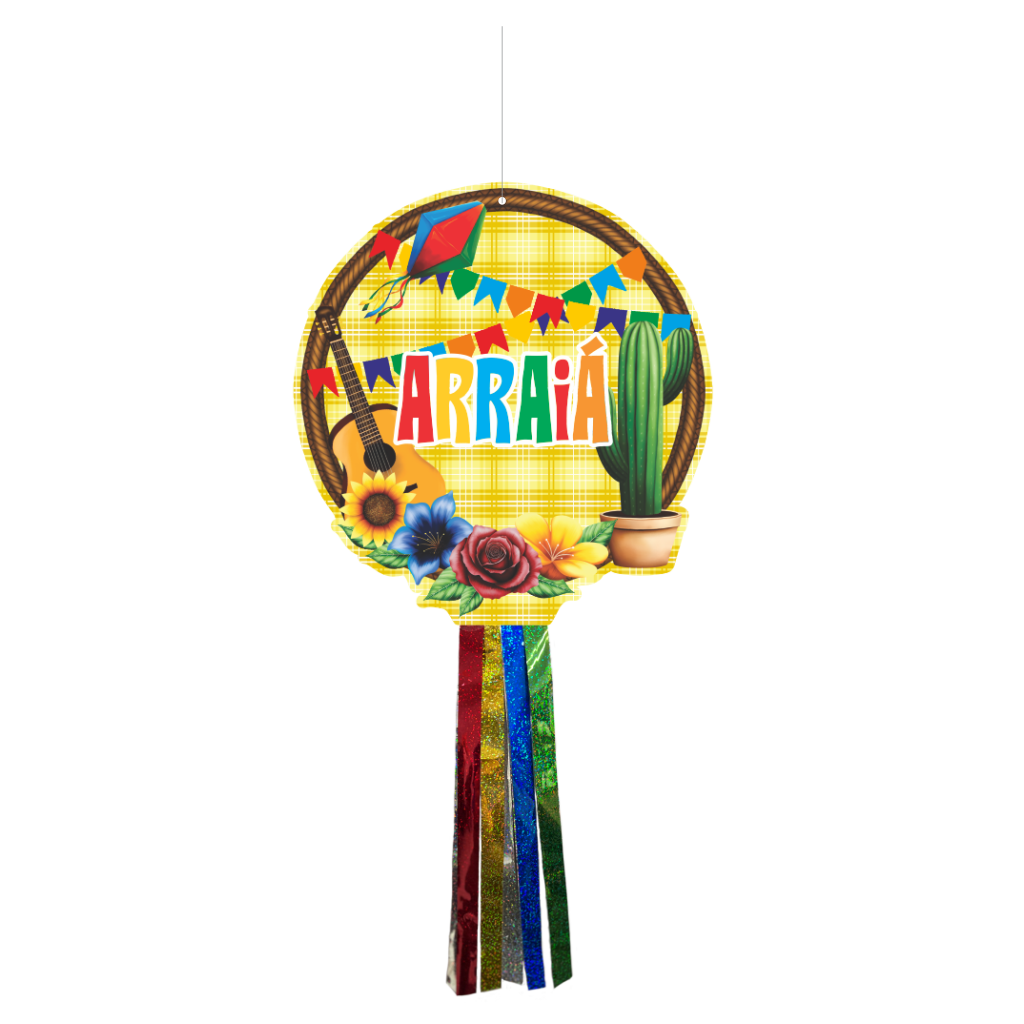 Decoração de Pendurar com Fitas Festa Junina Violão e Cacto - 1 un.