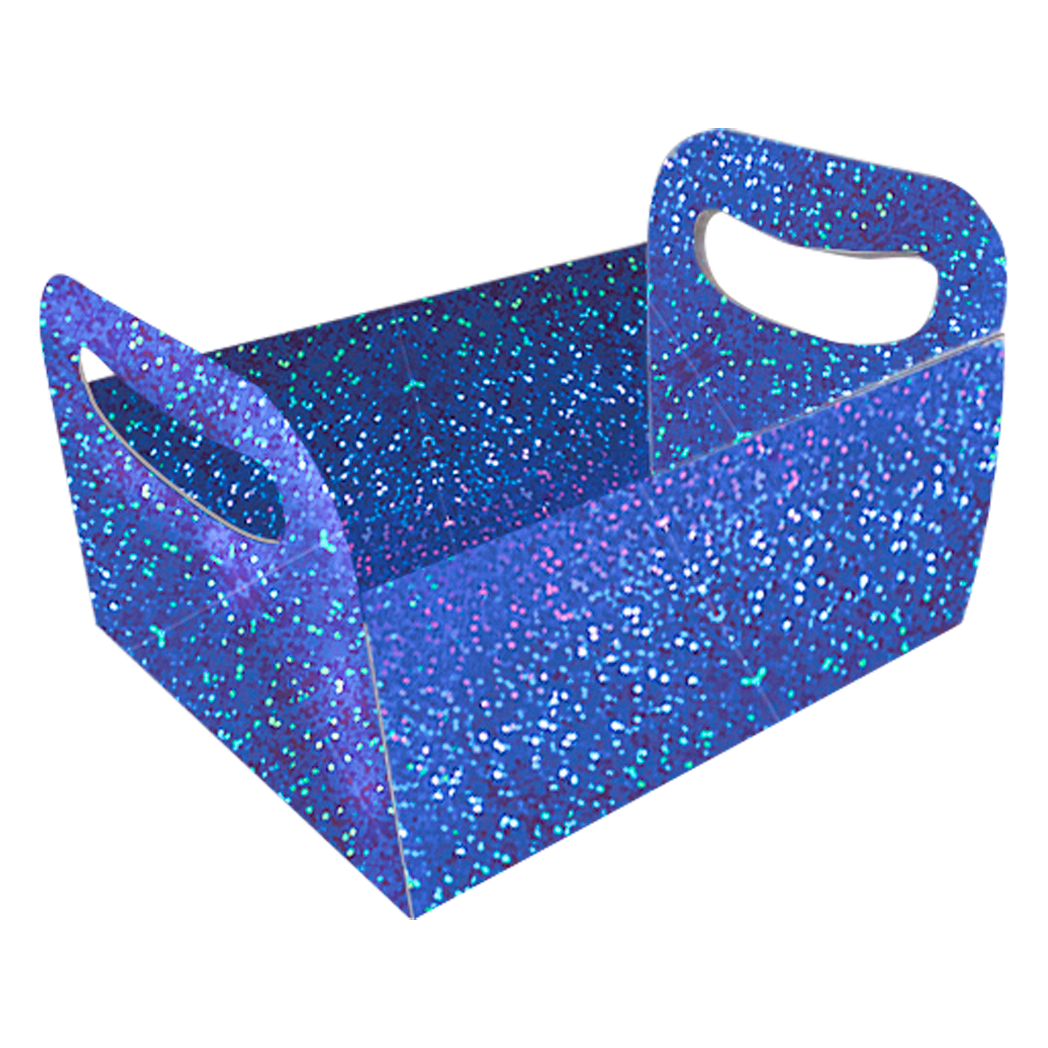 Cesta de Papel Melius Metalizada Dia dos Pais - Azul Glitter - 1 un.