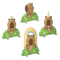 Kit de Decorações de Mesa - Capivara Arco-Íris - 4 un.