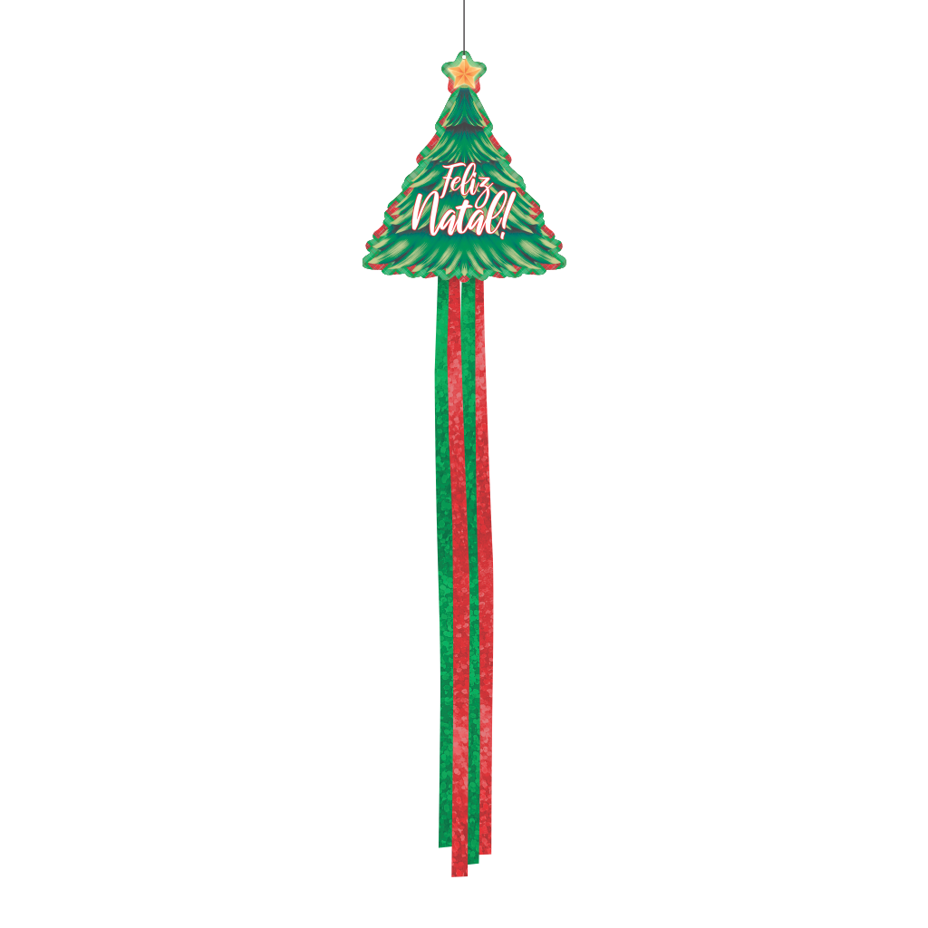 Decoração de Pendurar Natal Pinheiro com Fitas - 1 un.