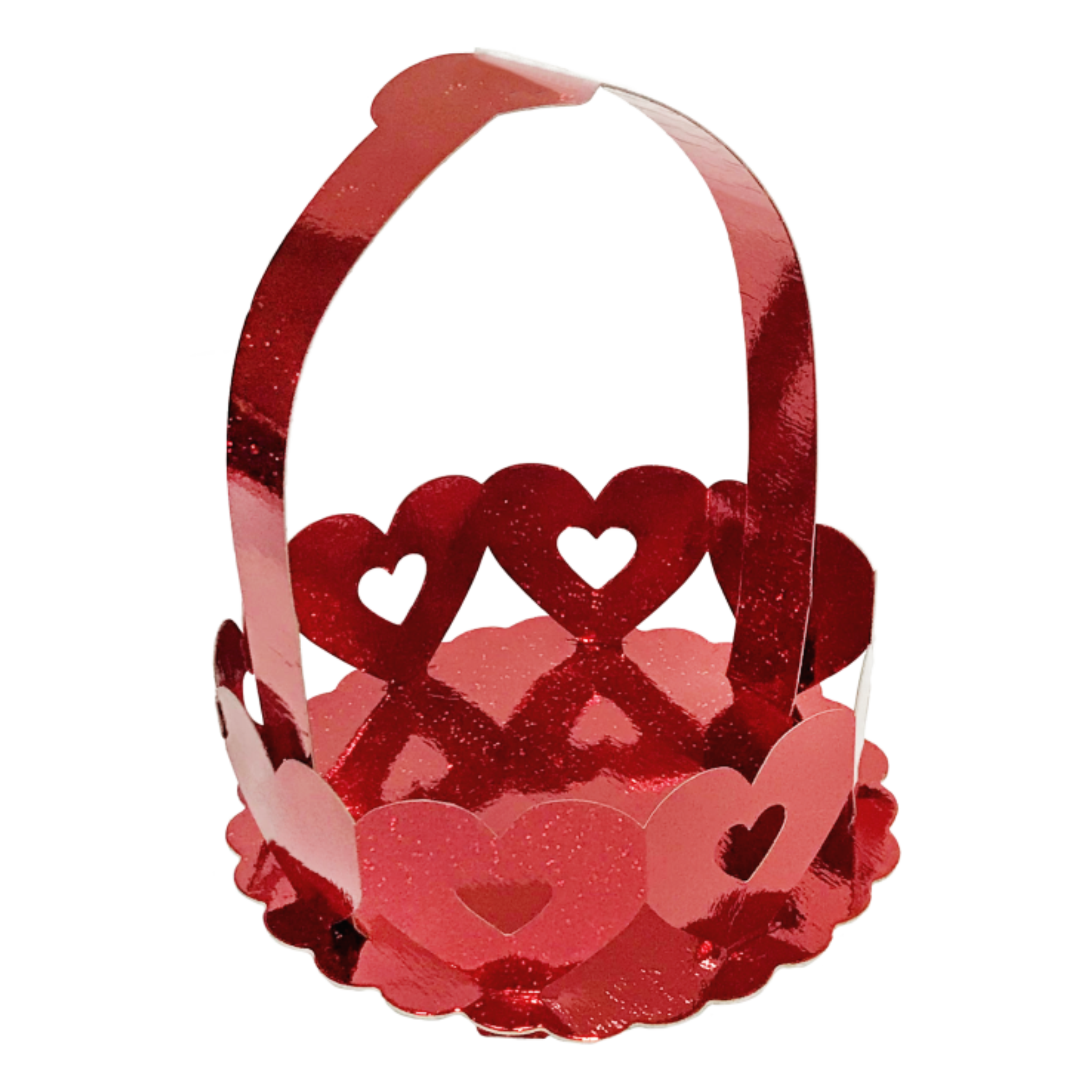 Cesta de Corações Vermelho Glitter