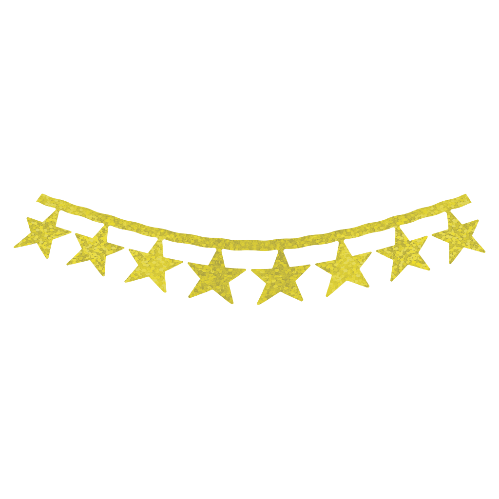 Mini Varal de Estrelinhas Metalizado Glitter Amarelo - 2 metros