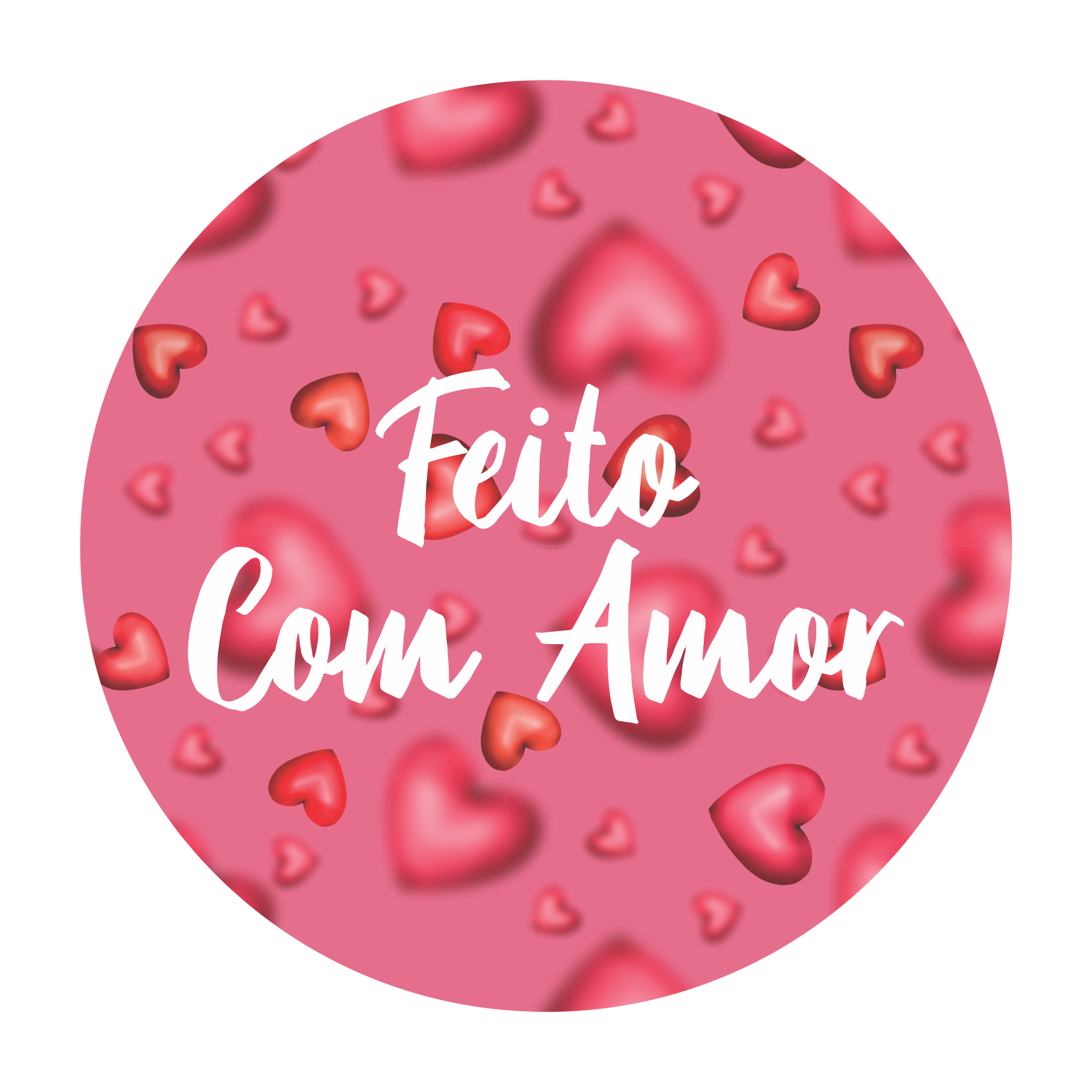 Adesivo Redondo Feito com Amor Corações
