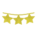 Varal de Estrela Metalizado Glitter Amarelo - 2 metros