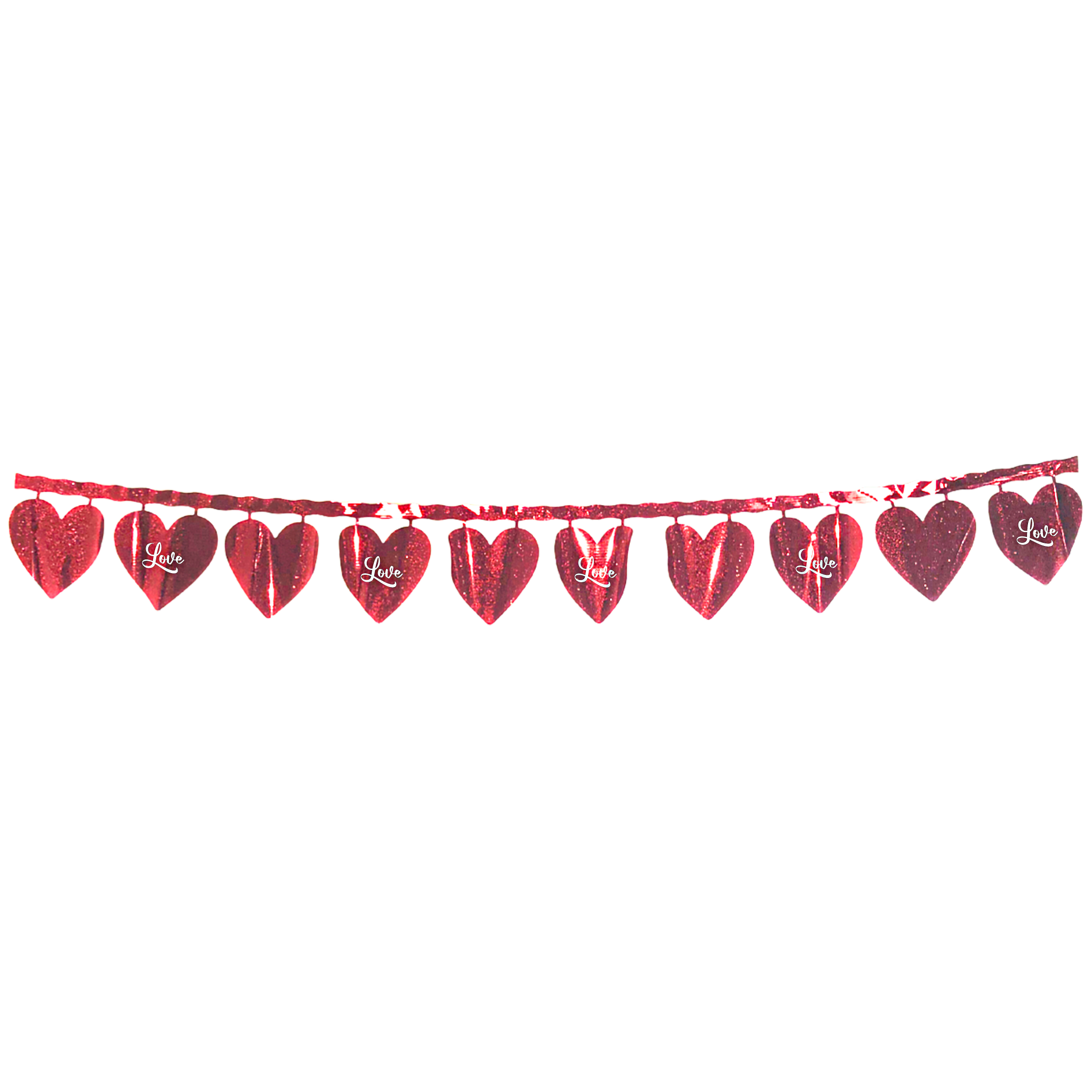 Varal de Plástico Metalizado 4 m Love Coração Vermelho