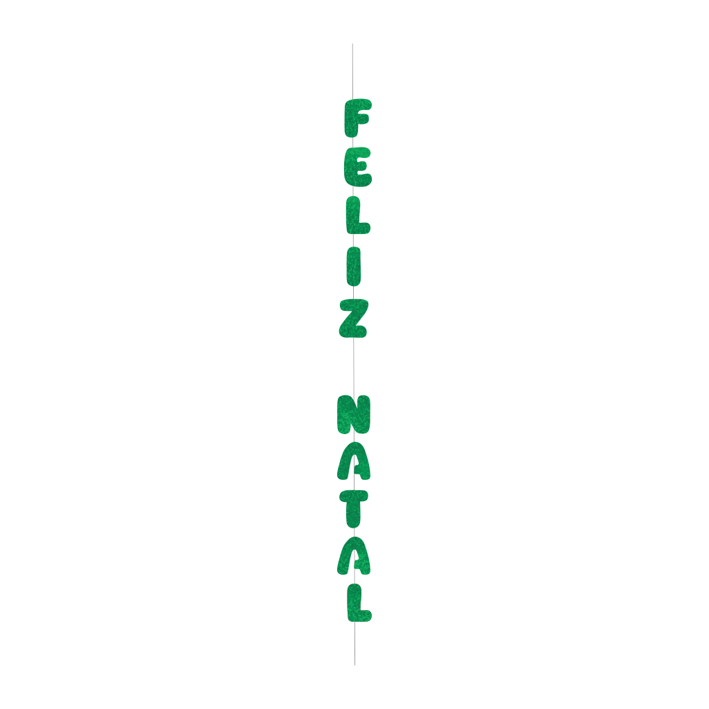 Cortina Metalizada Feliz Natal - Glitter Verde