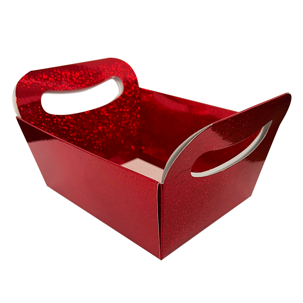 Cesta de Papel Melius Metalizada - Glitter Vermelha - 1 un.