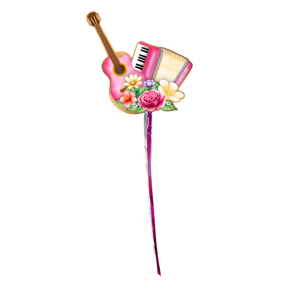 Decoração de Parede Sertanejo - Violão e Sanfona Rosa - 1 un.