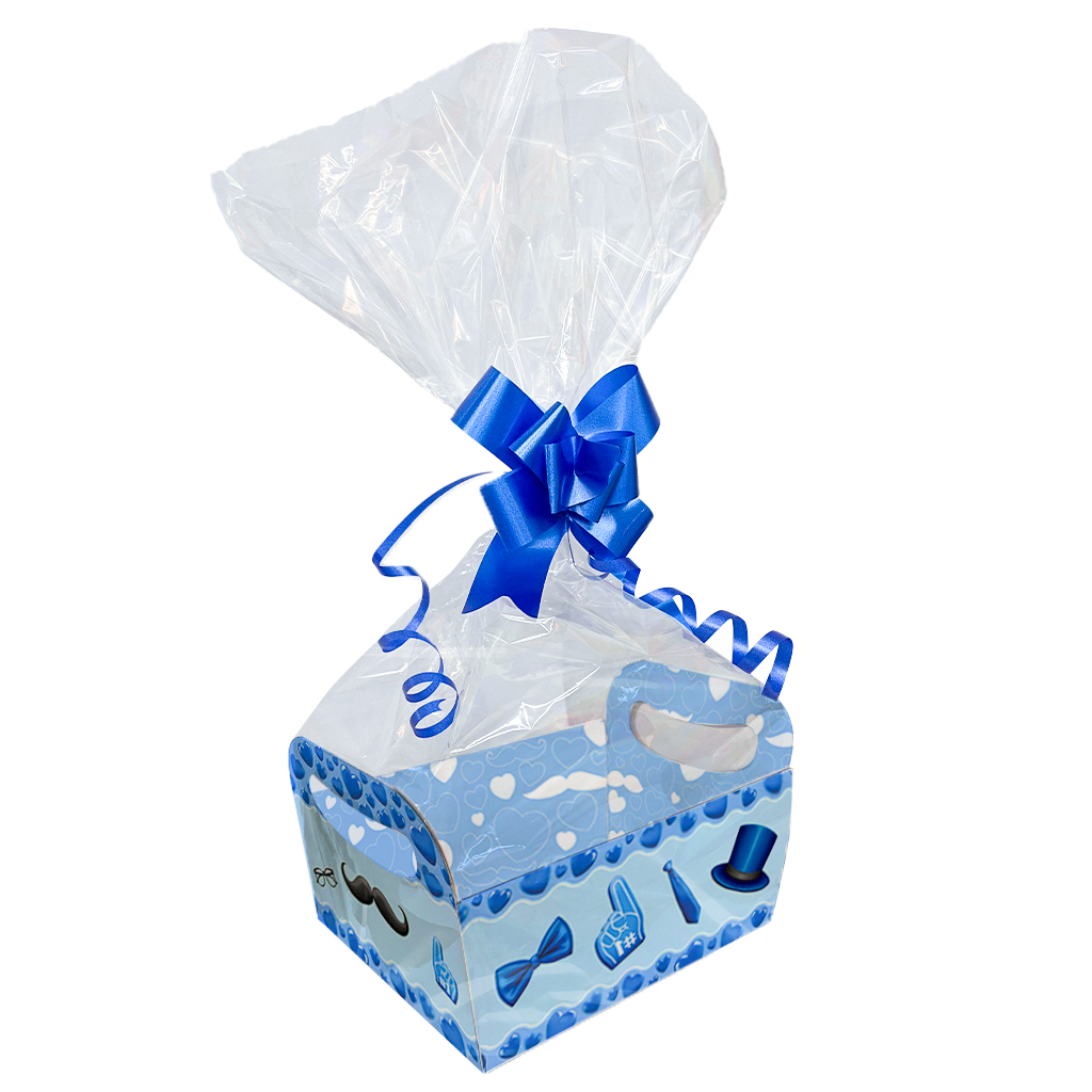 Kit para Presente - Dia dos Pais - Cesta Azul, Saco e Laço - 1 kit