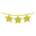 Varal de Estrela Metalizado Glitter Amarelo - 4 metros