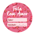 Adesivo Redondo Feito com Amor - Sabor e Validade
