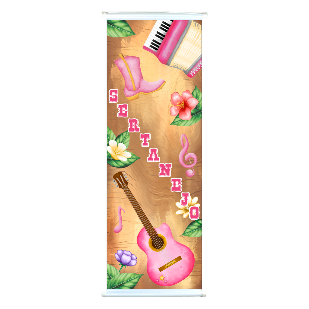 Banner Pequeno Sertanejo Rosa - 1 m x 35 cm - 1 un.