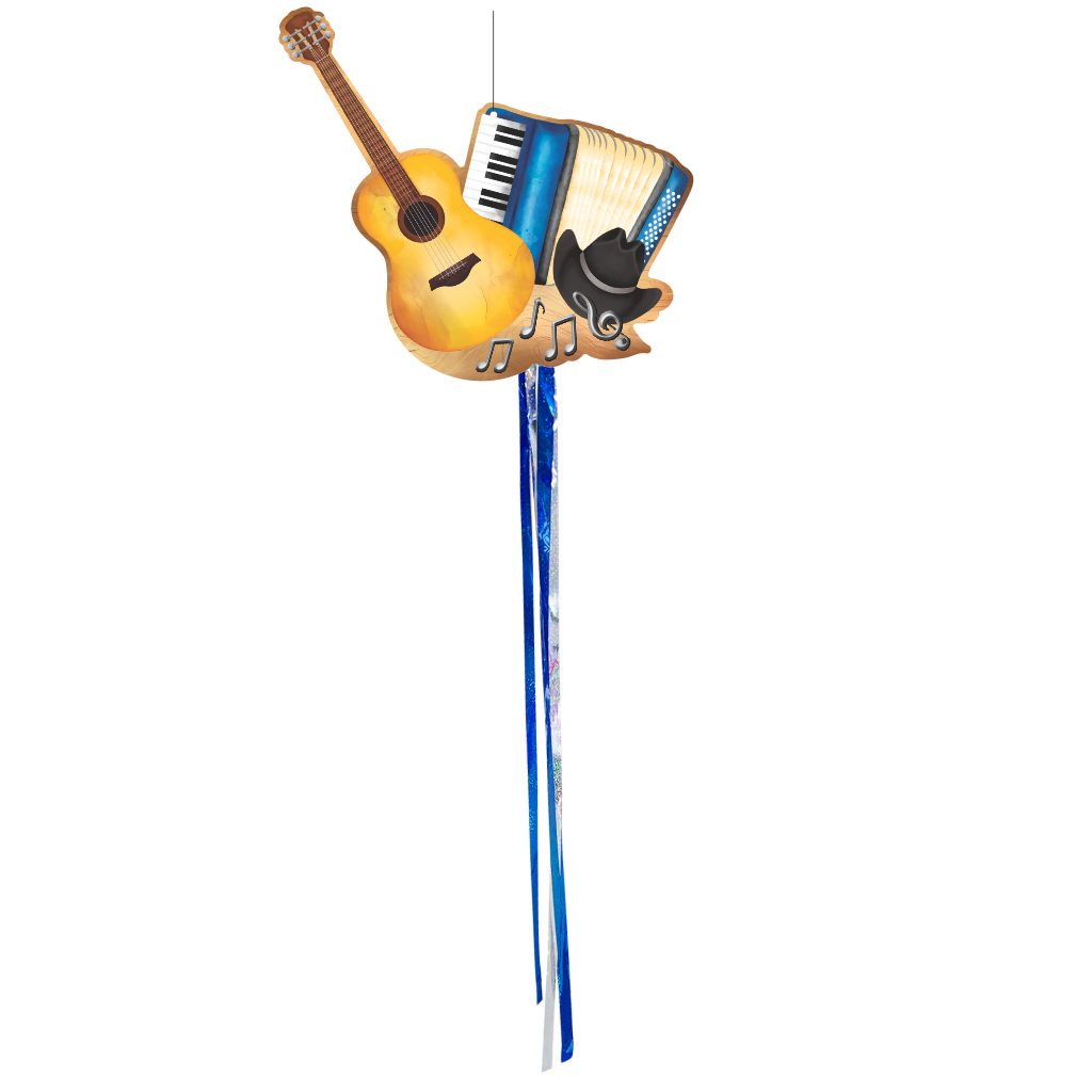 Decoração de Pendurar Sertanejo - Violão e Sanfona Azul - 1 un.
