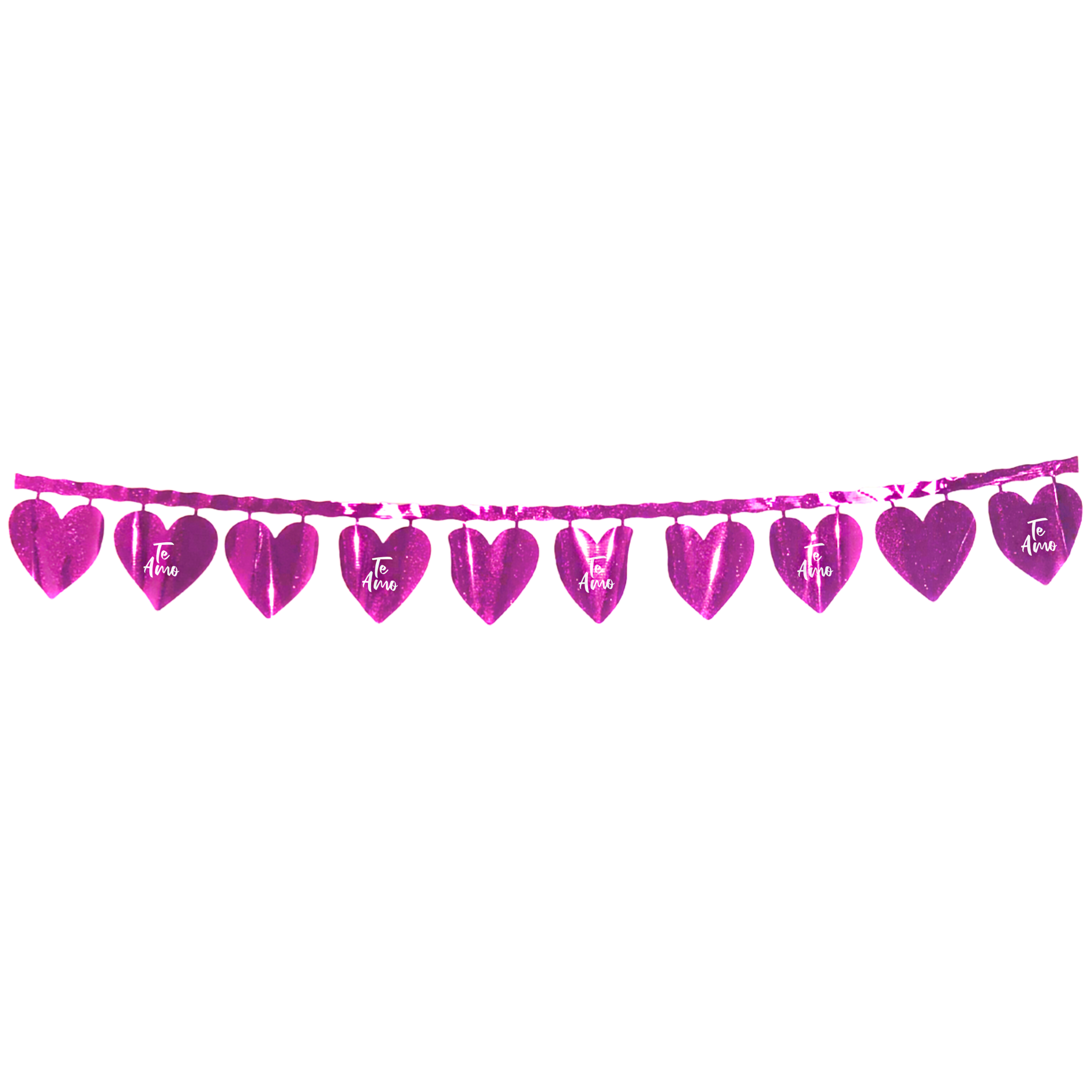 Varal de Plástico Metalizado 4 m Te Amo Coração Pink