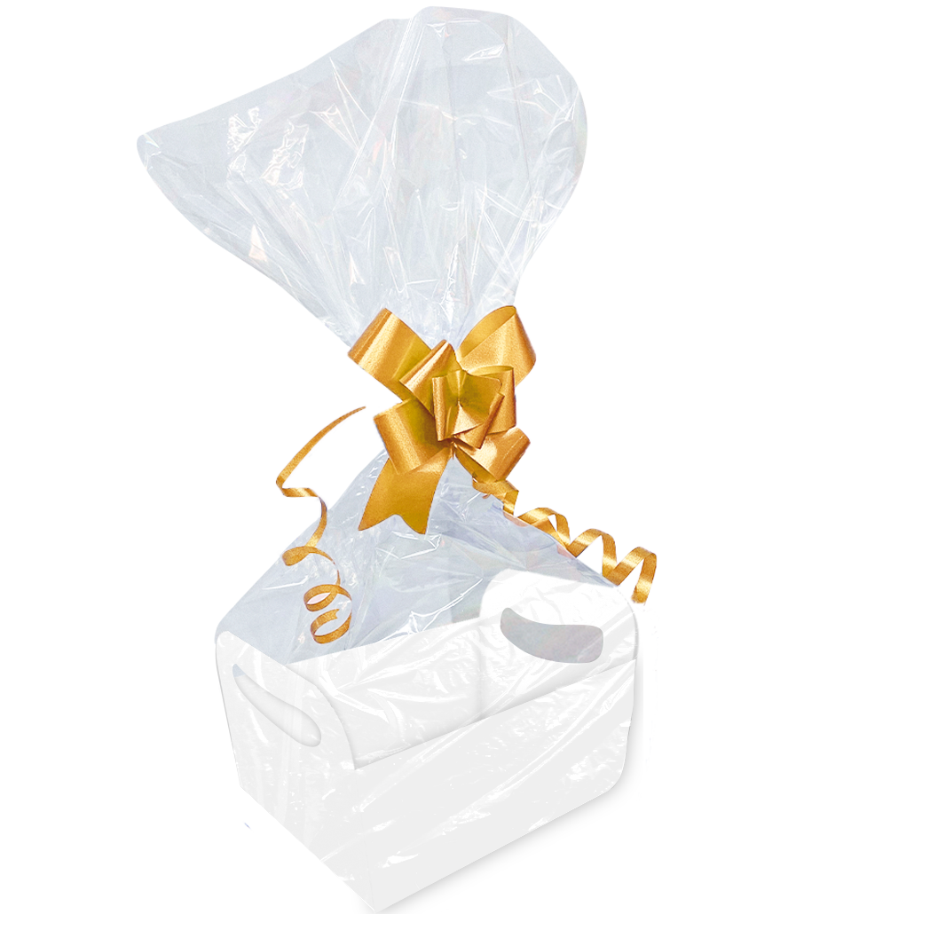 Kit para Presente - Cesta Média, Saco e Laço - Branca - 1 Kit