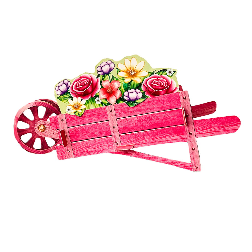Decoração de Mesa Sertanejo Carriola Rosa com Flores - 3 un.