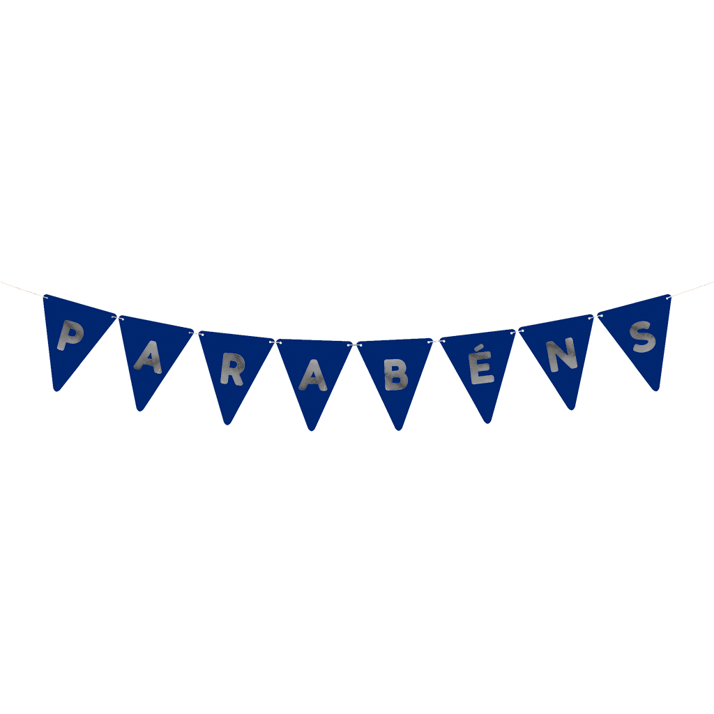 Bandeirinha Azul Royal Parabéns Prata