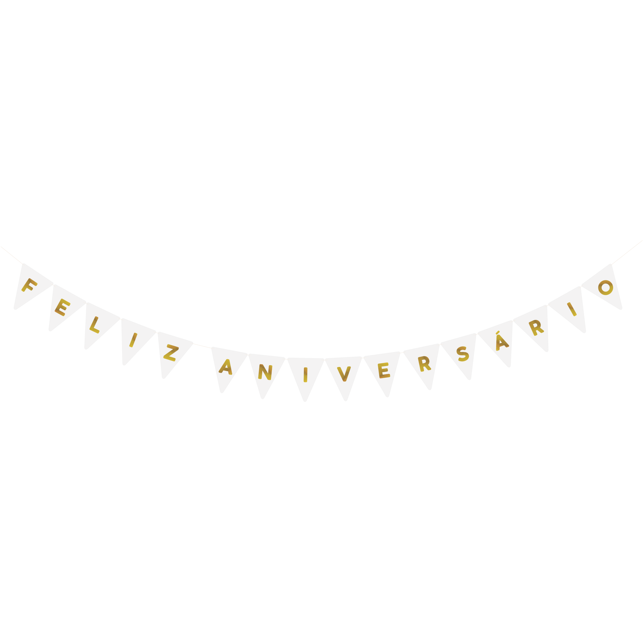 Comemoratio Bandeirinha Branca Feliz Aniversário Dourado