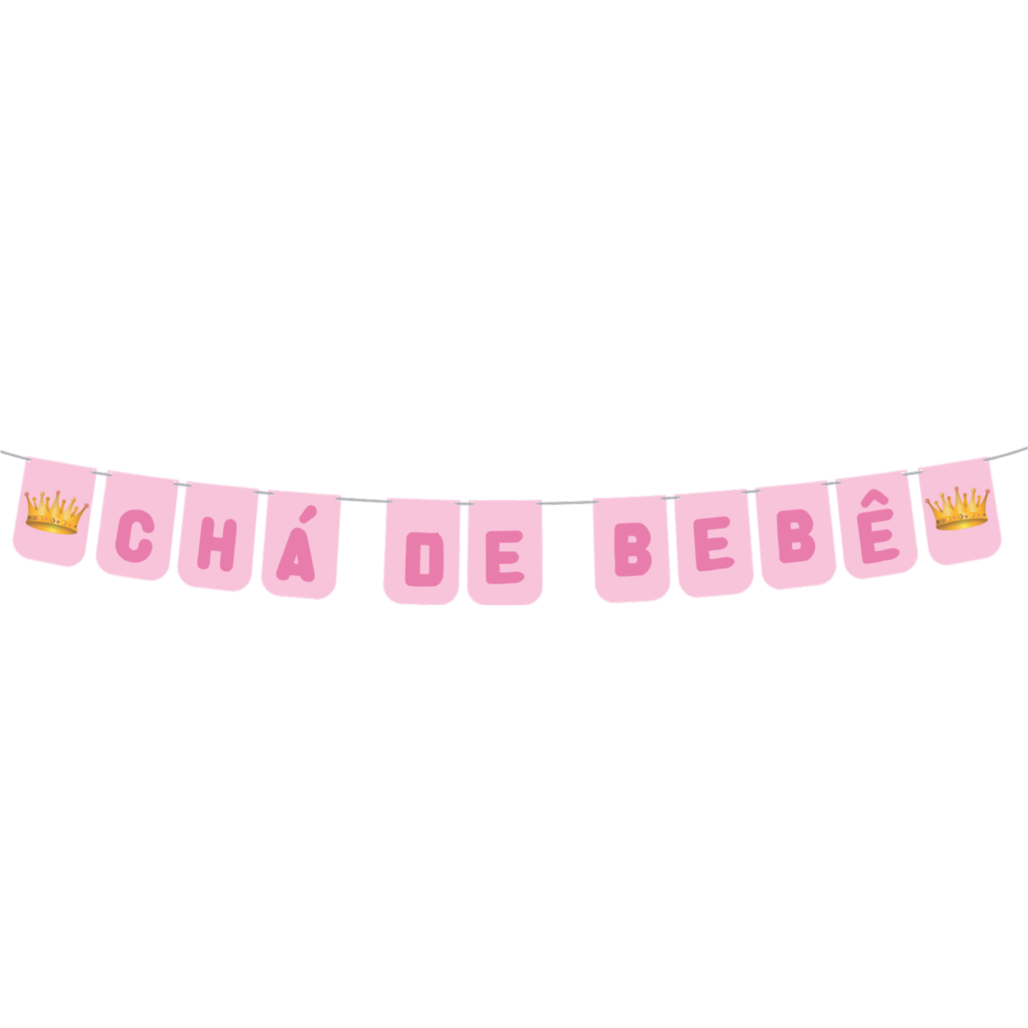 Comemoratio Bandeirinha Chá de Bebê Coroa Rosa