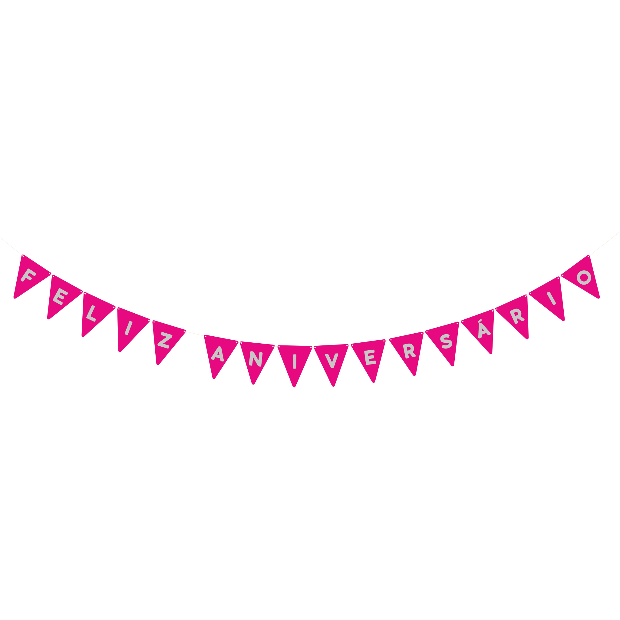 Comemoratio Bandeirinha Pink Feliz Aniversário Prata