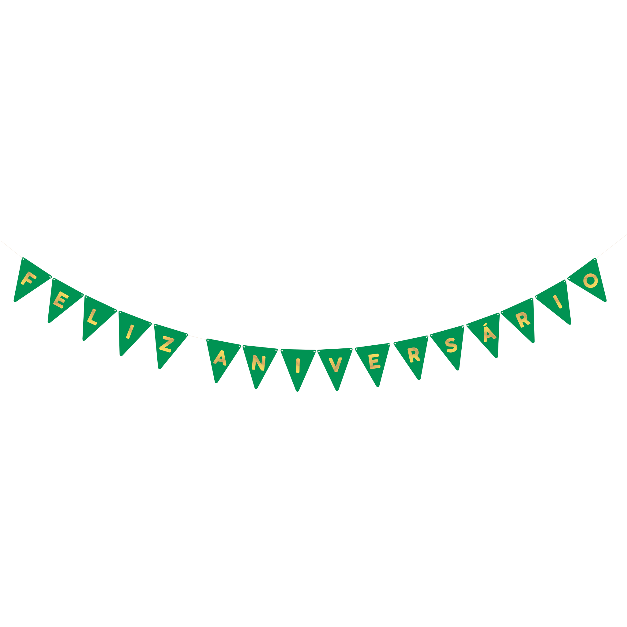 Comemoratio Bandeirinha Verde Feliz Aniversário Dourado