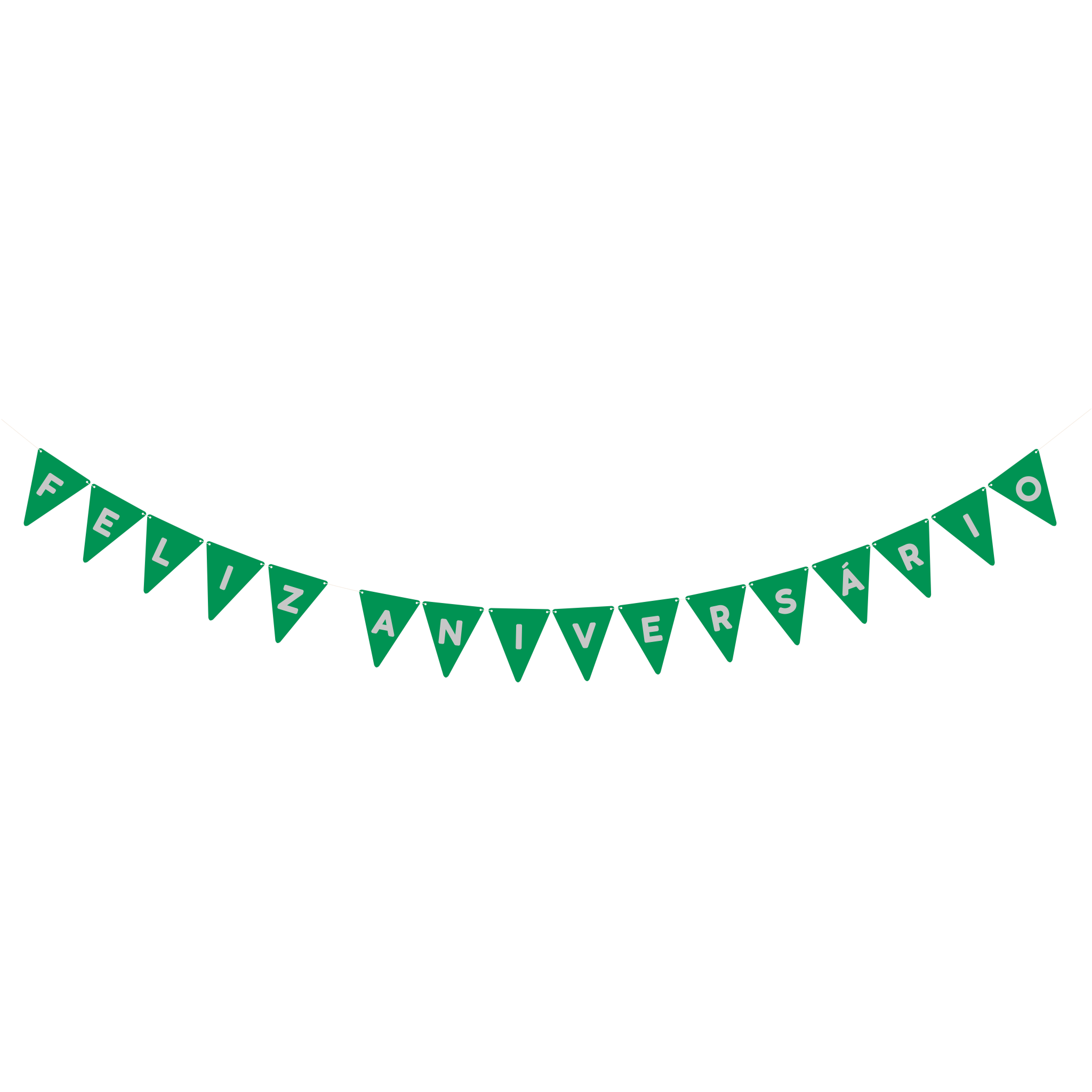 Comemoratio Bandeirinha Verde Feliz Aniversário Prata