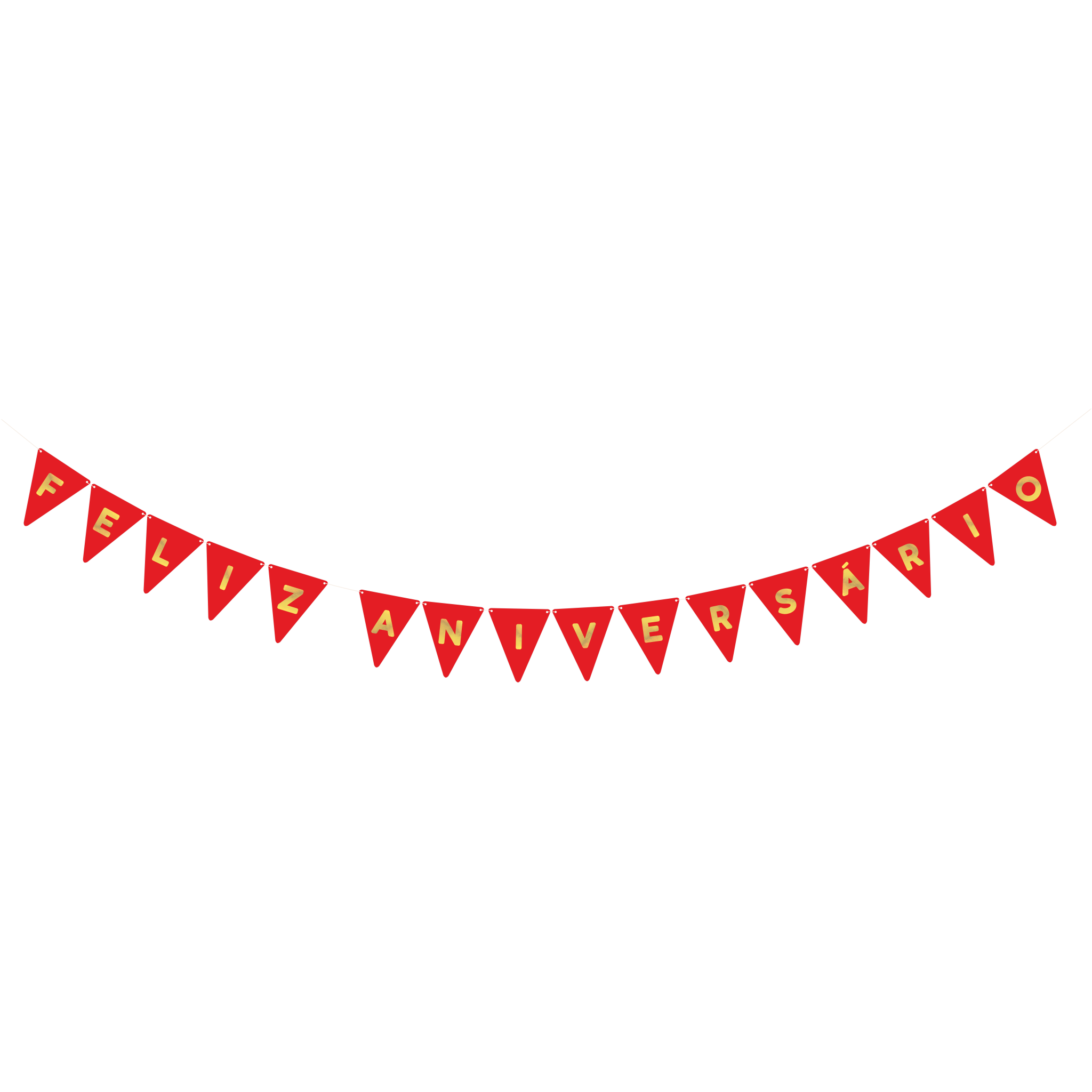Comemoratio Bandeirinha Vermelha Feliz Aniversário Dourado