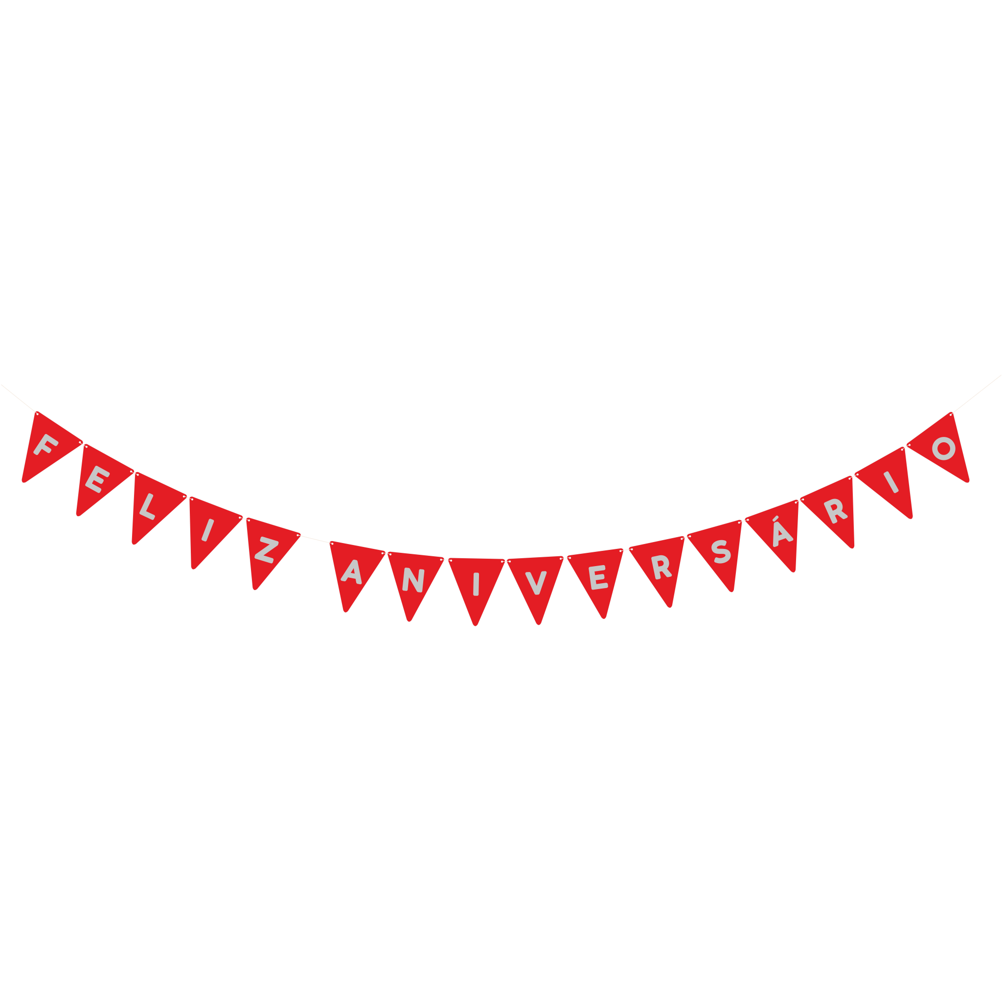 Comemoratio Bandeirinha Vermelha Feliz Aniversário Prata