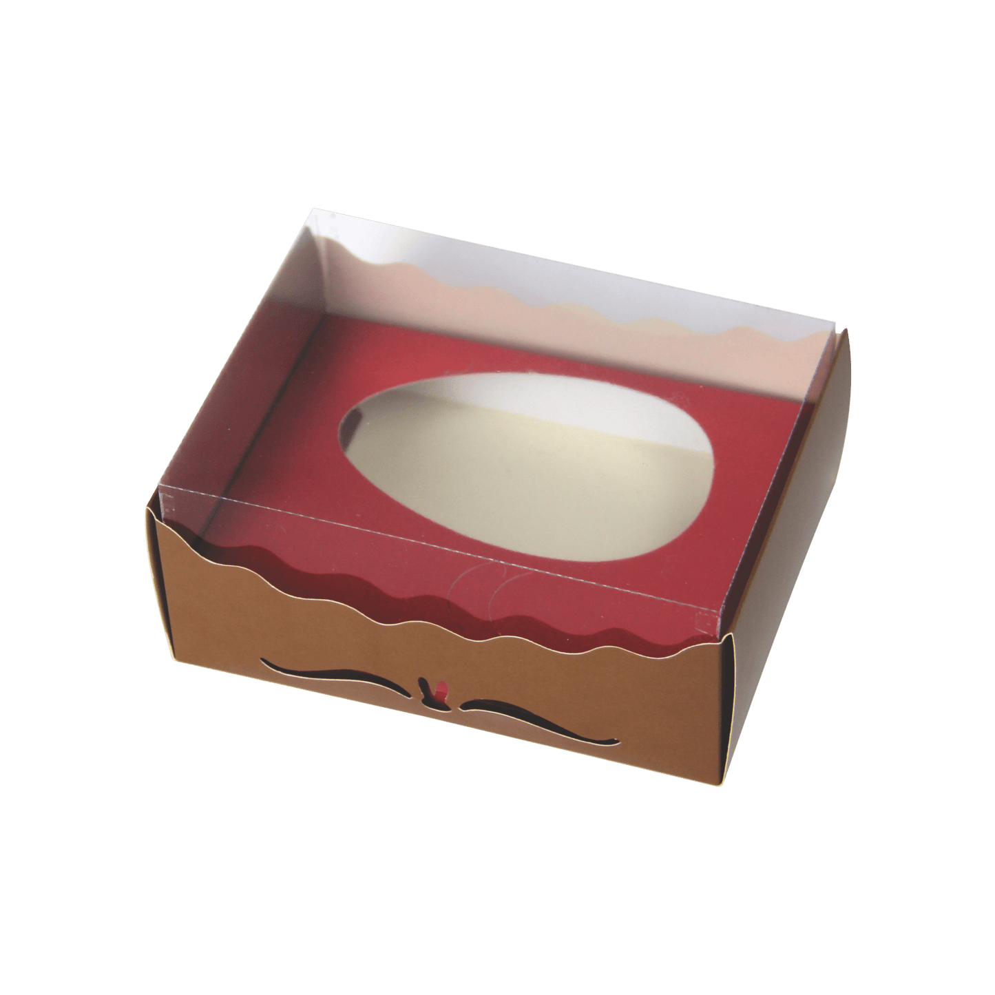 Comemoratio Caixa de Ovo de Páscoa Laminada 350 Marrom com Vermelho