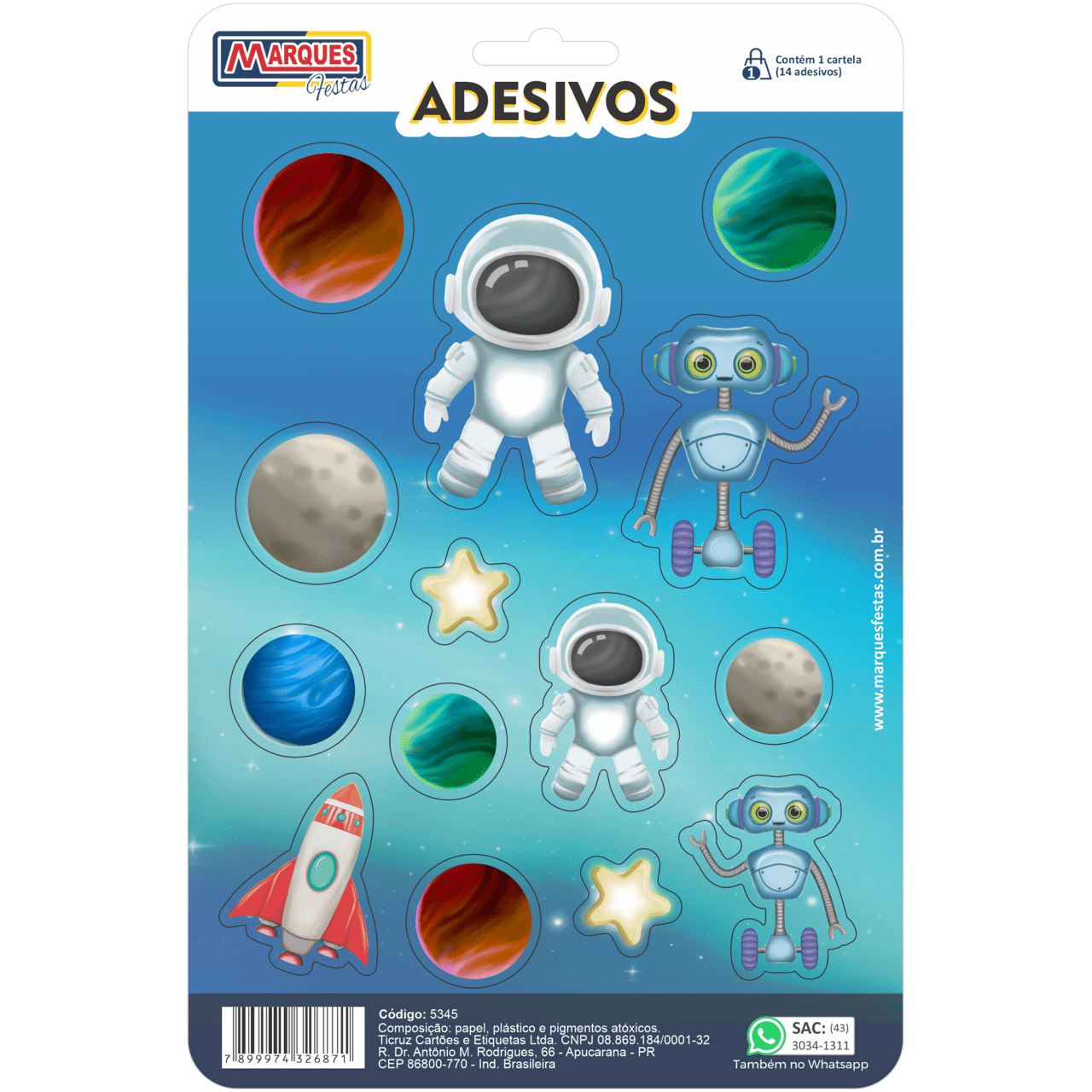 Comemoratio Cartela Adesiva Astronauta e Robô