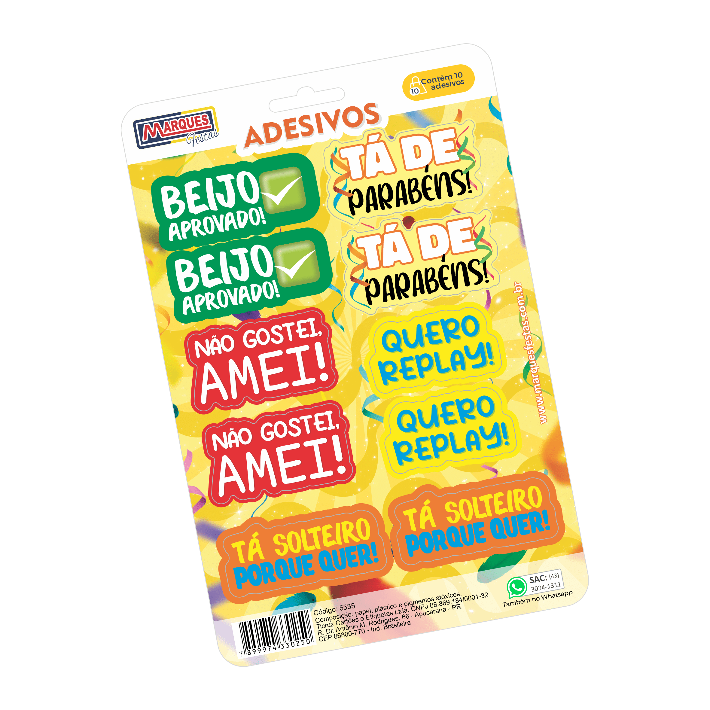 Comemoratio Cartela Adesiva Carnaval M2 - 10 adesivos - 1 un.