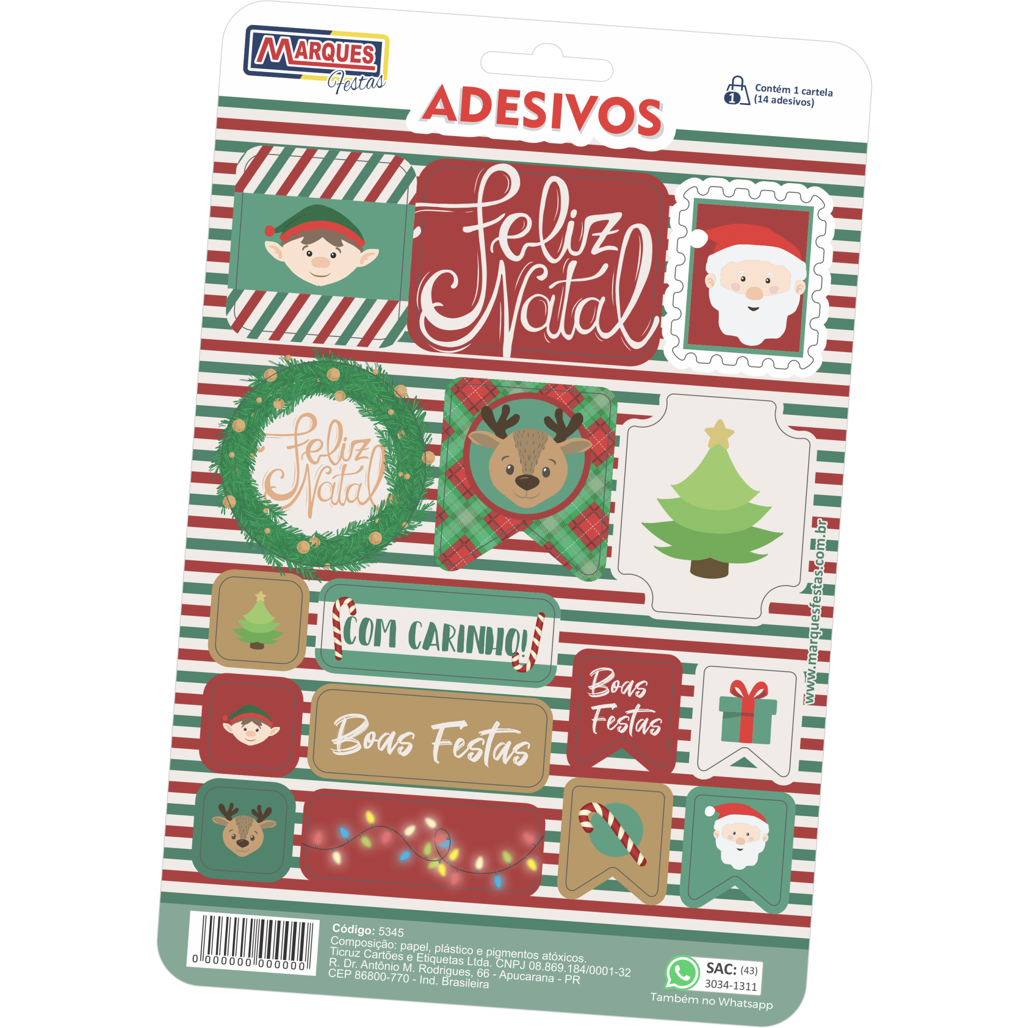 Comemoratio Cartela Adesiva Natal Duende Boas Festas Com Carinho