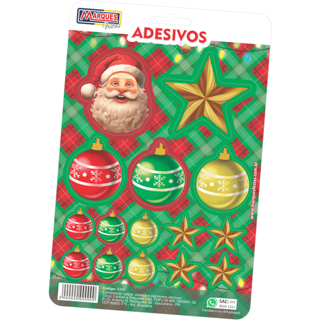Comemoratio Cartela Adesiva Natal Estrela e Bola