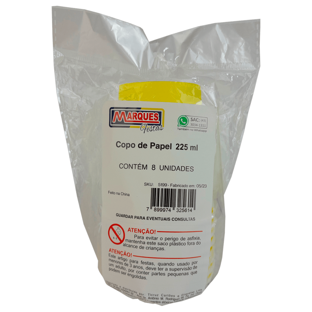 Comemoratio Copo de Papel 225ml Amarelo
