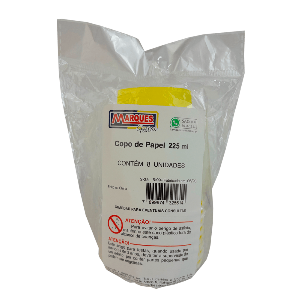 Comemoratio Copo de Papel 225ml Amarelo
