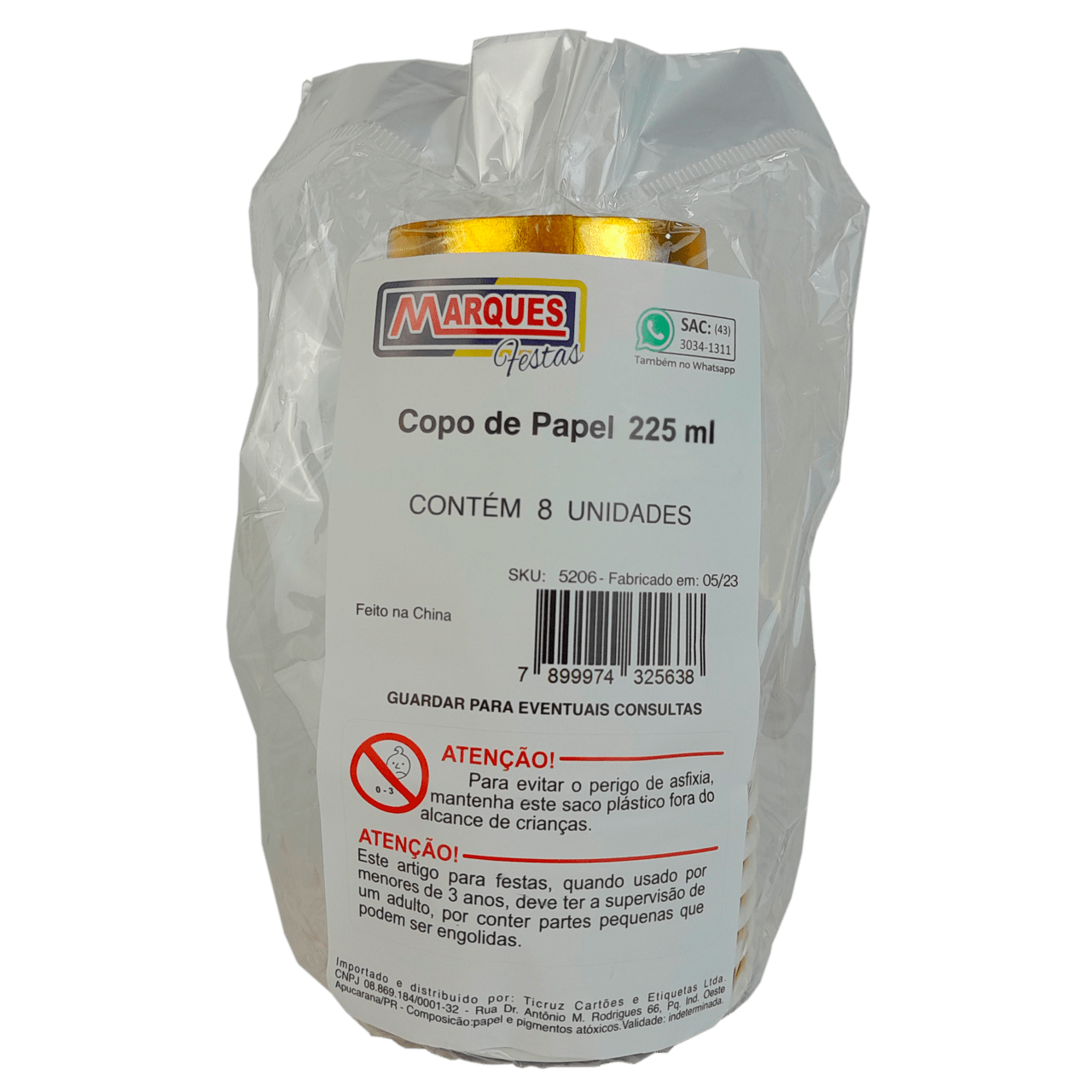 Comemoratio Copo de Papel 225ml Metalizado Dourado
