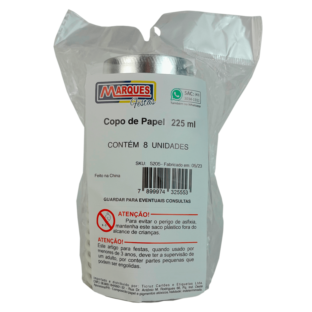 Comemoratio Copo de Papel 225ml Metalizado Prata