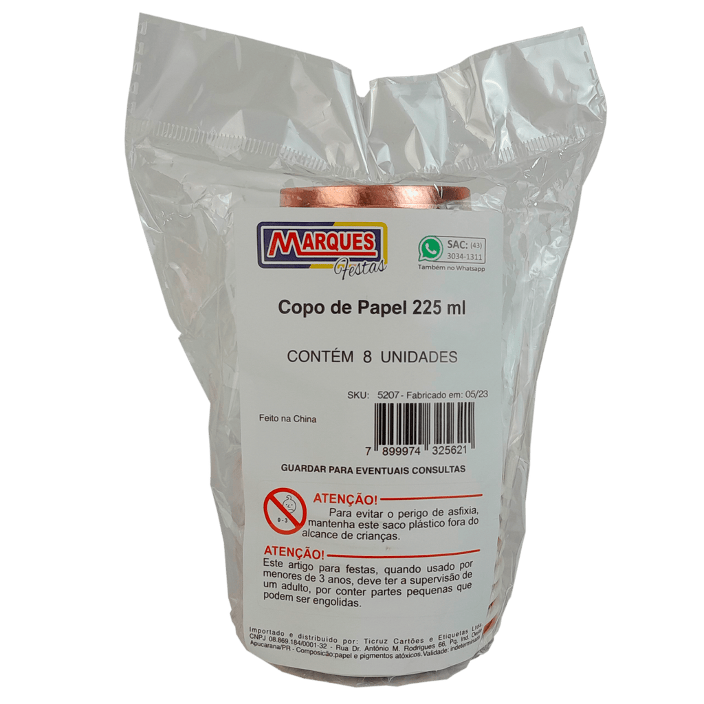 Comemoratio Copo de Papel 225ml Metalizado Rose Gold